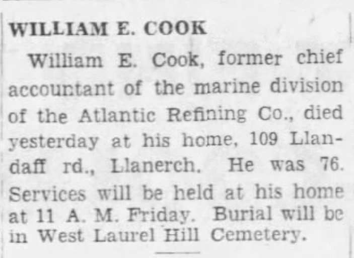 Cook dies